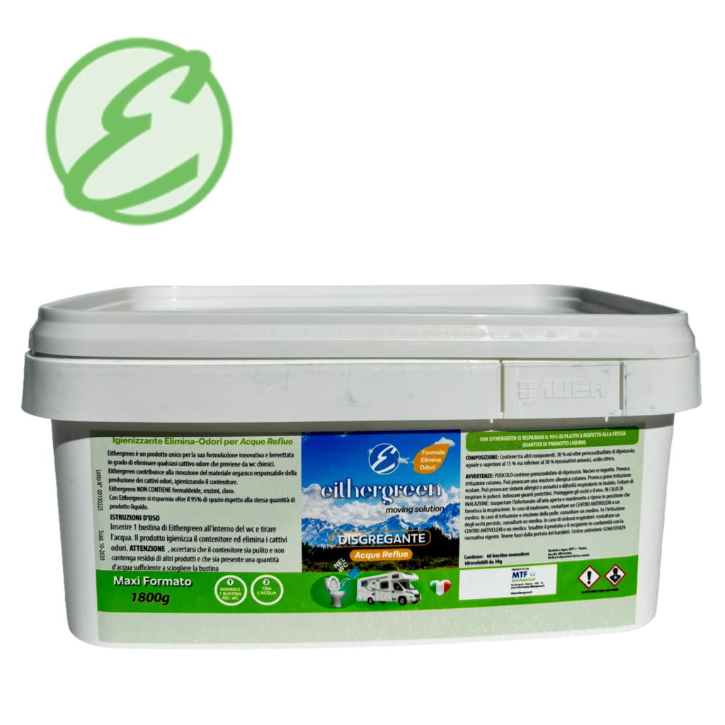 Disgregante elimina odori per WC di camper,nautica Maxi Formato 60 Buste